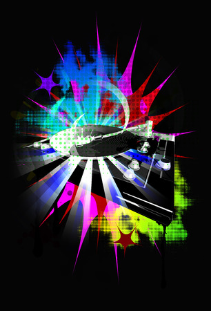  Dj control panel on the colorful backgroundの写真素材