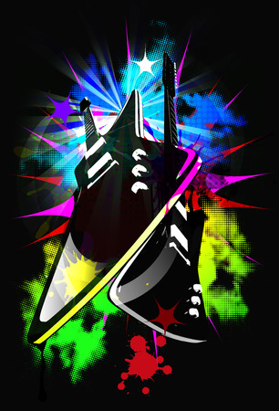  Electrogitars on the colorful backgroundの写真素材