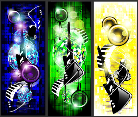 Electrogitars on the colorful background with microphonの写真素材