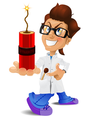 Cartoon boy with dynamiteの写真素材