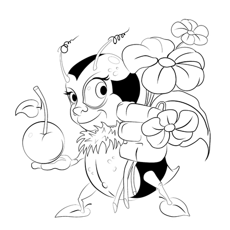 Cartoon bumblebee  on the white backgroudの写真素材