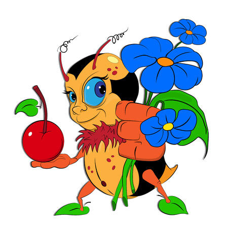 Cartoon bumblebee  on the white backgroudの写真素材