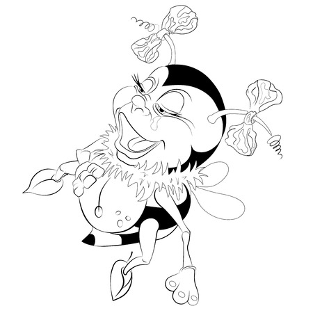 Cartoon bumblebee  on the white backgroudの写真素材