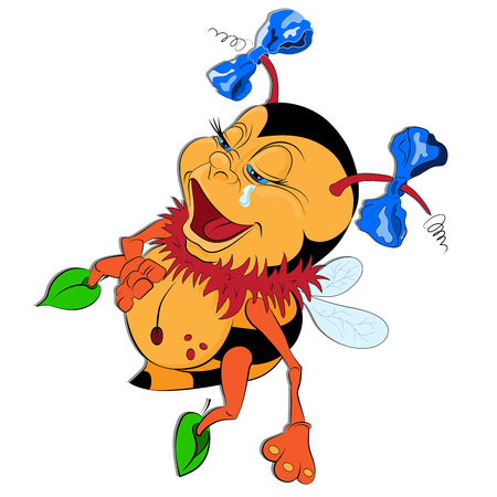 Cartoon bumblebee  on the white backgroudの写真素材