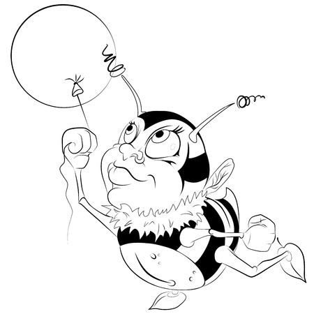 Cartoon bumblebee  on the white backgroudの写真素材