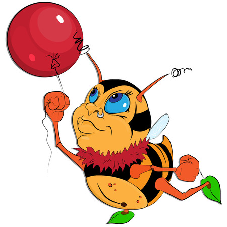 Cartoon bumblebee  on the white backgroudの写真素材