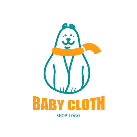 Vector animal logo isolated on white background. Simple flat animal polar bear icon. Baby store logo.のイラスト素材