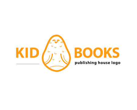 Vector animal logo isolated on white background. Simple flat bird, owl icon. Publishing house logo.のイラスト素材