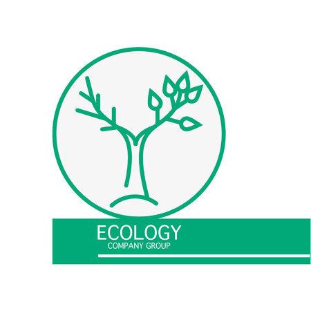 Vector ecology company group logo isolated on white background. Flat simple green insignia. Plant logo for ecology company, cosmetology, beauty shop, beauty salon, spa, banner, flyer, illustration.のイラスト素材