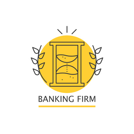 Vector colorful banking firm logo isolated on white background. Flat business insignia silhouette. Art design logo for banking firm, watch store, repair shop, spa, card, banner, leaflet, icon, symbol.のイラスト素材