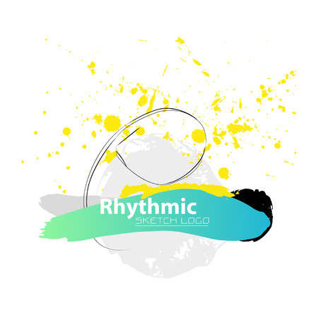 Vector artistic Rhythmic Gymnastic sketch ribbon. Hand drawn brush stroke paint drops, spot, sketching for graphic design, poster, banner, flayer, placard, card, competition. Art grange style.のイラスト素材