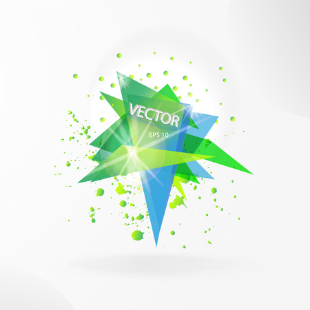 Vector abstract background template with triangle banner. Artistic gradient geometric backdrop for graphic design, poster, flayer, label, leaflet, placard. Vector fractal illustration.のイラスト素材