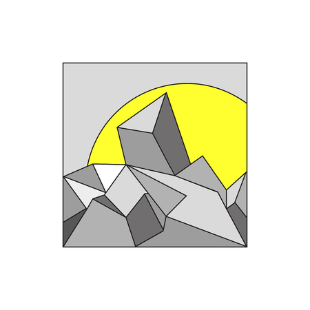 Vector artistic polygonal backdrop. Art color geometric shape outline isolated on white background. Flat polygon design illustration.のイラスト素材