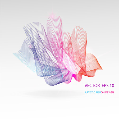 Vector artistic fractal ribbon design. Moving rainbow abstract background for poster, flayer, banner, cover, business card, presentation, Illustration. Abstract fractal concept.のイラスト素材