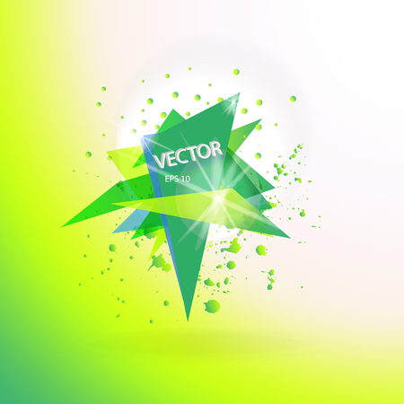 Vector abstract background template with triangle banner. Artistic gradient geometric backdrop for graphic design, poster, flayer, label, leaflet, placard. Vector fractal illustration.のイラスト素材