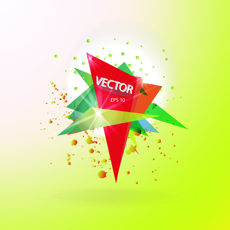Vector abstract background template with triangle banner. Artistic gradient geometric backdrop for graphic design, poster, flayer, label, leaflet, placard. Vector fractal illustration.のイラスト素材