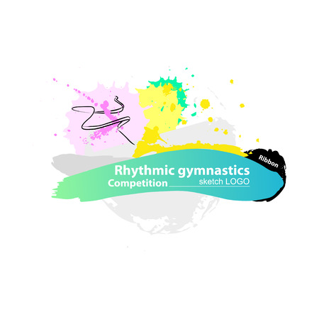 Vector artistic RG sport's inventory sketch template. Hand drawn brush stroke paint drops, spot, sketching for graphic design, poster, banner, flayer, billboard, placard, card, competition. Art grange style illustration.のイラスト素材