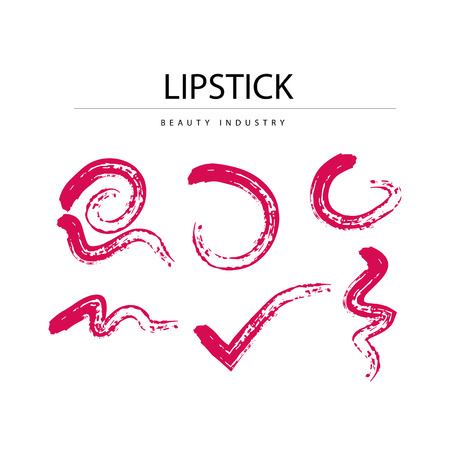 Vector artistic backdrop isolated on white background. Art design sketch Lipstick.  Abstract texture strokes for beauty industry, cosmetic shop, backdrop, card, fashion, illustration, wallpaper.のイラスト素材