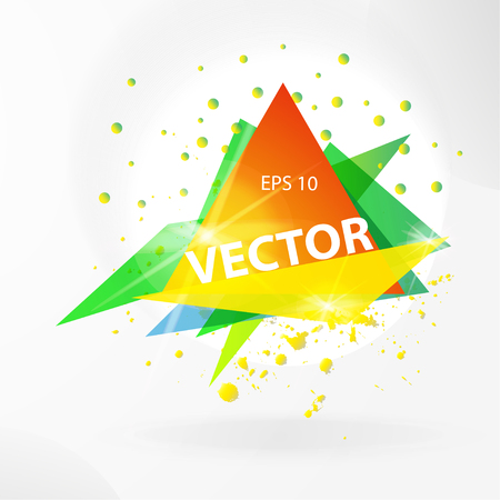 Vector abstract background template with triangle banner. Artistic gradient geometric backdrop for graphic design, poster, flayer, label, leaflet, placard. Vector fractal illustration.のイラスト素材