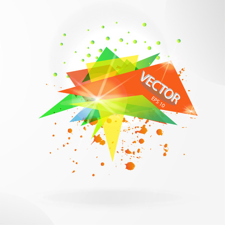 Vector abstract background template with triangle banner. Artistic gradient geometric backdrop for graphic design, poster, flayer, label, leaflet, placard. Vector fractal illustration.のイラスト素材