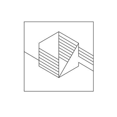 Vector diagonal geometric backdrop. Simple geometric shape outline isolated on white background. Minimal style design illustration.のイラスト素材