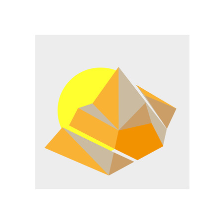 Vector artistic triangle pyramid backdrop. Art color geometric shape isolated on white background. Flat colorful design illustration.のイラスト素材