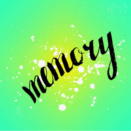 Vector artistic brush lettering composition. Texture gradient Memory.  Hand drawing ink brush illustrationのイラスト素材