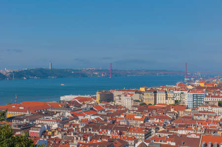 Beautiful panoramic aerial view of Lisbon, Portugal.の写真素材