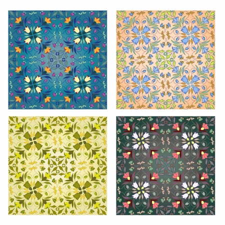 set of 4 seamless mediterranean patternsのイラスト素材