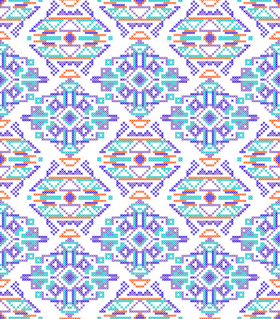 vector illustration of cross-stitch seamless pattern.Hand-made embroidery effectの写真素材