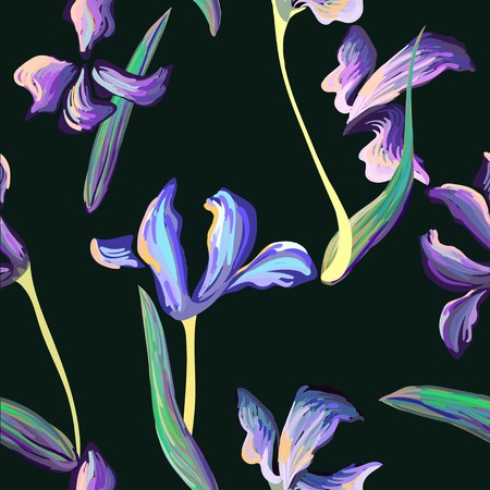 Van Gogh iris flowers. Vector illustration.のイラスト素材