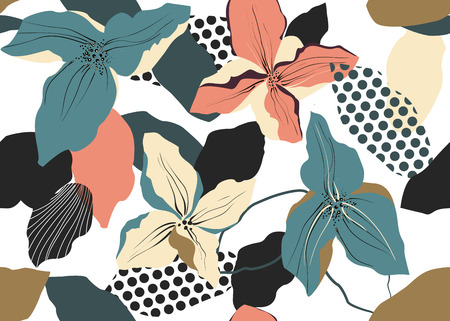 Fashion flower design Seamless vector pattern.のイラスト素材