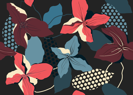Fashion flower design Seamless vector pattern.のイラスト素材
