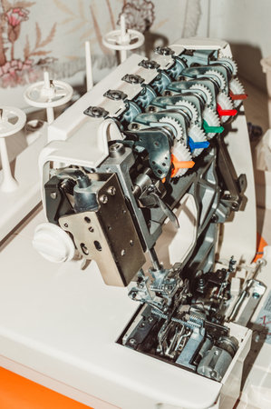 Internal details of coverlock and their cleaning. Repair and production of household sewing machinesの写真素材