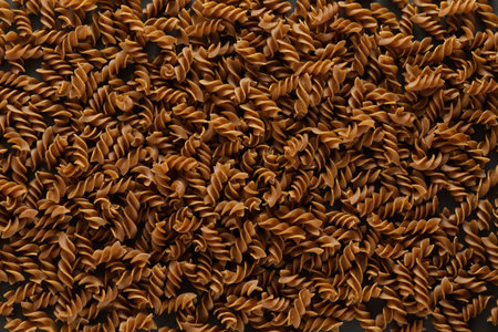 Top view of dark buckwheat pasta. Concept of healthy eating, dieting or vegetarian foodの写真素材