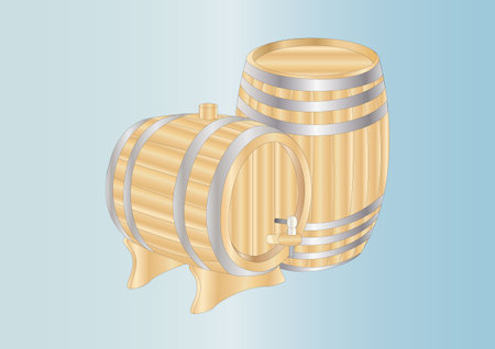 wooden barrels