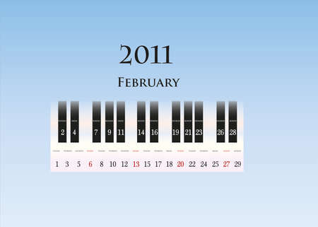 february 2011 (piano keys)のイラスト素材