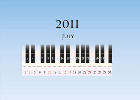 july 2011 ( piano keys )のイラスト素材