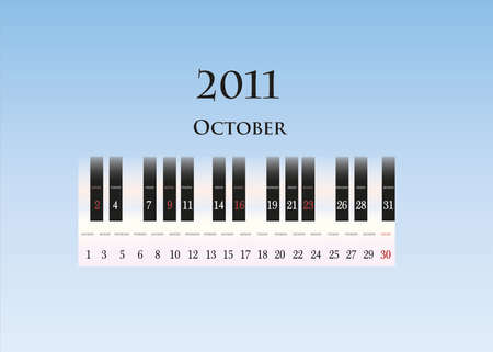 october 2011 ( piano keys )のイラスト素材