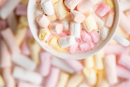 Cocoa drink with much marshmallow backgroundの写真素材