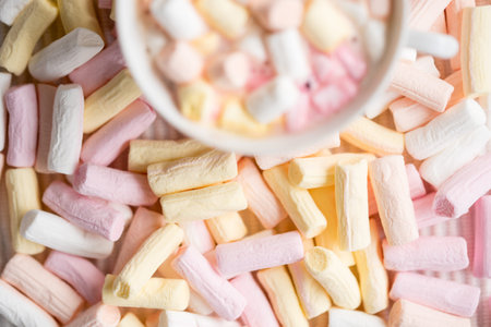 Cocoa drink with much marshmallow background