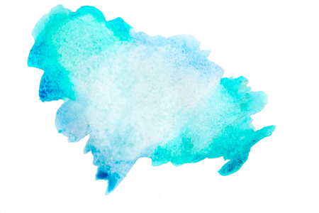 Yellow watercolor blot on white isolated background.の写真素材