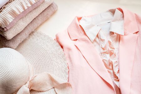 Summer street style. Fashion girl clothes accessories.の写真素材