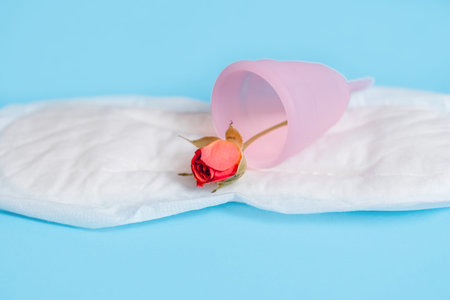 Feminine intimate hygiene set over blue