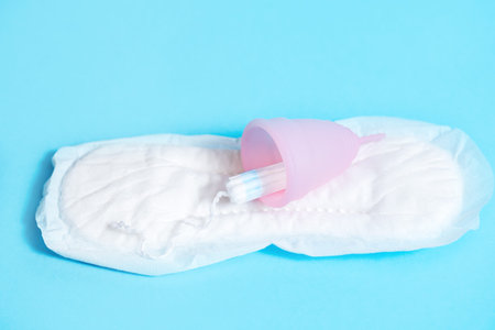 Feminine intimate hygiene set over blue