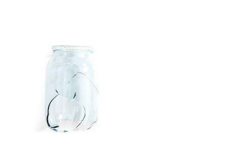 broken glass jar on a whiteの写真素材