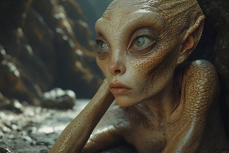 Portrait of a woman in the sea. Fantasy, fantasy.の素材