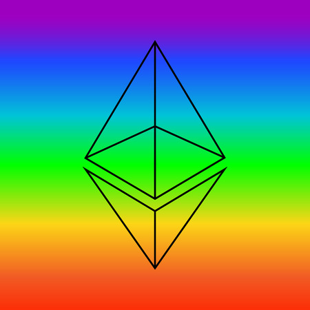 Ethereum simple black icon in rainbow colored backgroundのイラスト素材