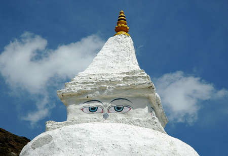 Buddhist chorten or stupa in the Nepal Himalayasの写真素材