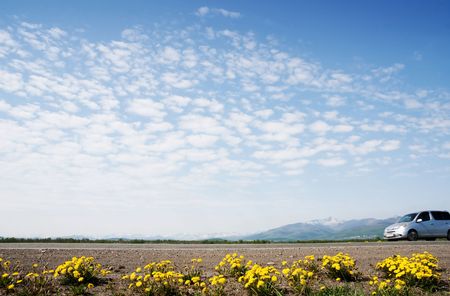 car on roadの写真素材